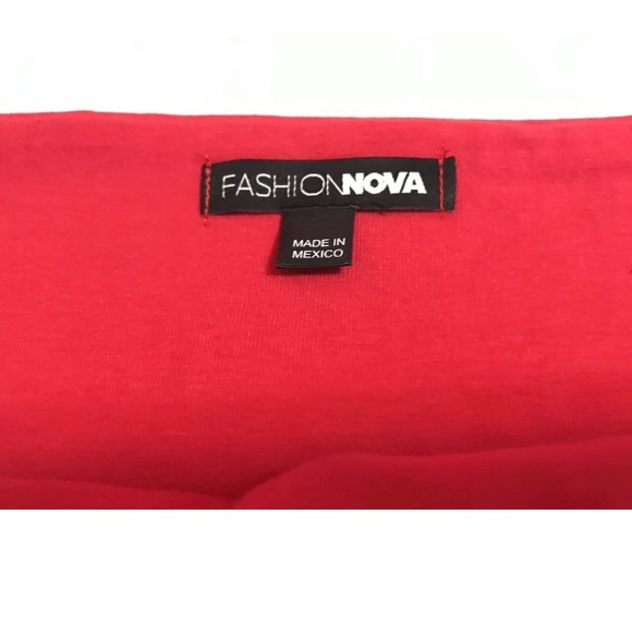 FASHION NOVA- Red Crop Top Long Sleeve - Picture 5 of 8